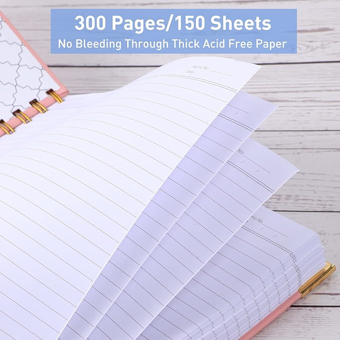 Spiral Notebook, College Ruled Notebook Journal, 8.5” x 11”, 300 Pages Leather Writing Journal for Women Men, A4 Hardcover Notebook for Work School, 24pcs Index Tabs, Pink2