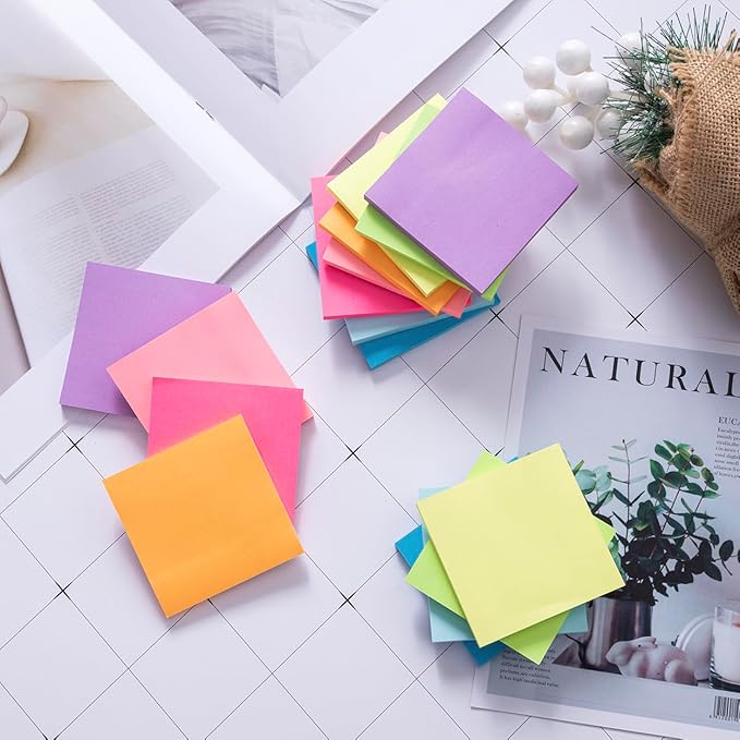 (16 Pack) Sticky Notes 3x3, Self-Stick Pads Bright Colors Sticky Note, Recyclable, Easy to Stick for Home, Office, Notebook
