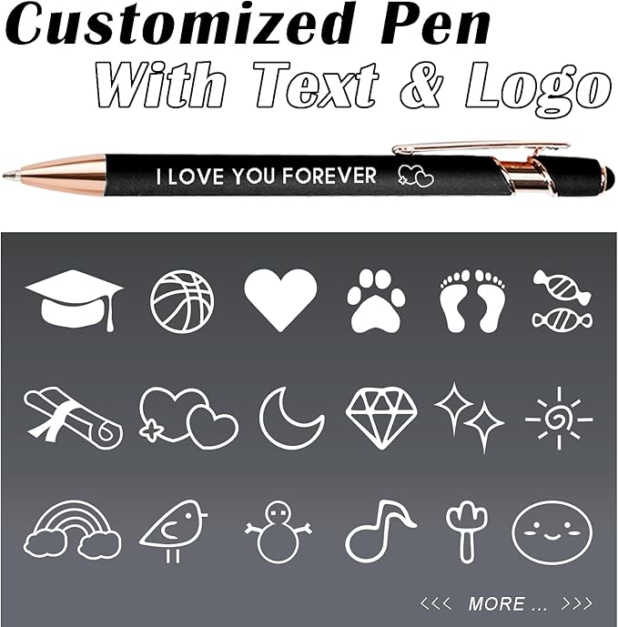 Custom Pens Personalized Bulk with Multiple Colors,Double-Sided Customized Pens with Text,Logo & Stylus,Fine Point Smooth Writing Engraved Mental,Ideal for Business Promotions,Students,Christian