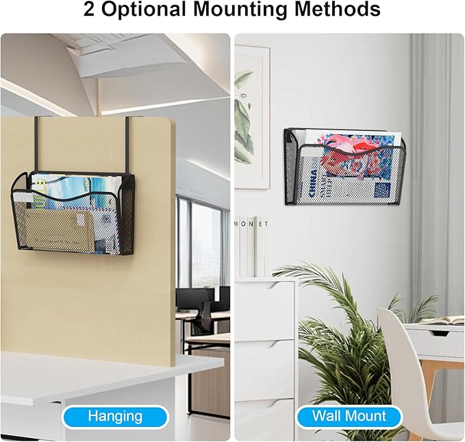 Wall File Organizer, Mesh Hanging File Organizer, Home Office Organization and Storage, 1 Pockets Document Magazine Rack