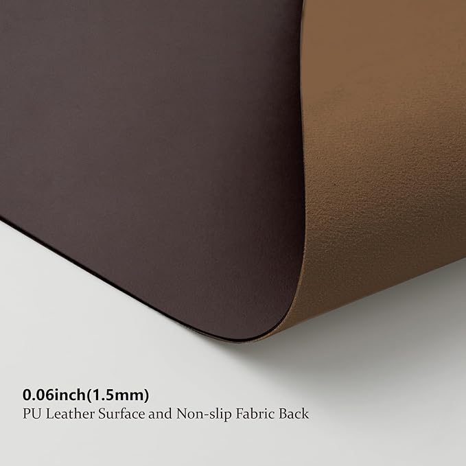 Leather Desk Mat - Non-Slip PU Desk Pad for Office and Home - Desk Organization and Accessories - Ideal for Large Mouse Pad and Desk Mats on Top of Desks (Coffee,31.5"x 15.7")