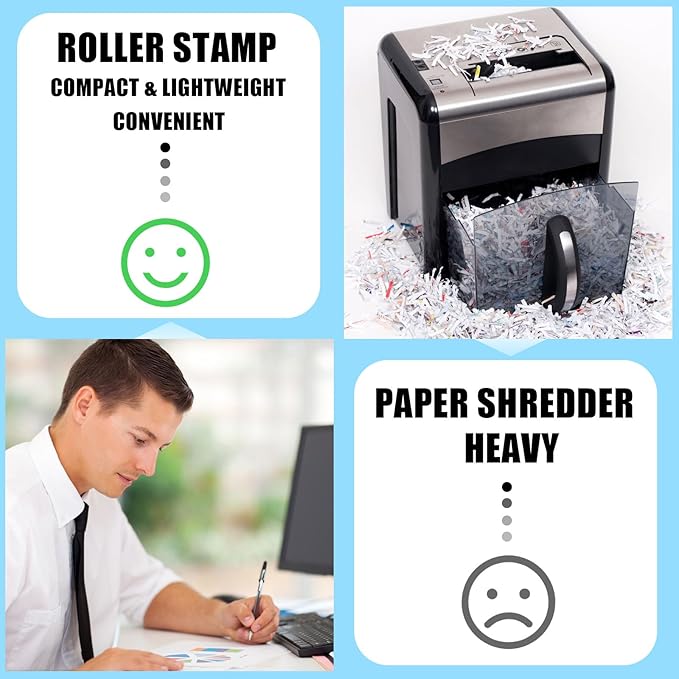 Nezyo 2 Pack Identity Protection Roller Stamp Identity Theft, Confidential, Privacy Roller Stamp Information Blocker and 4 Pack Refill Ink for ID Account Data Address Security(Blue)