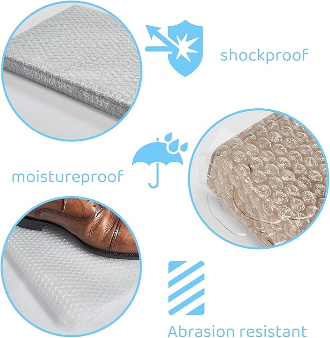 2 Pack-12inchx72ft Total 3/16" Air Bubble Cushioning Wrap Roll, Bubble Wrap for Protection Packaging Mailers, Nylon Wrap Rolls Moving Cushioning Supplies for Moving/Insulation, Perforated Every 12”