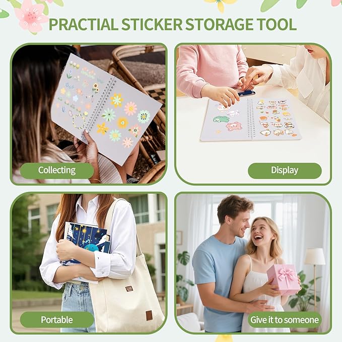 Whale Blank Sticker Collecting Journal Cute Animal Gift 2PCS Stickers Organizer Storage Book Reusable Stickers Organizer Notebook 50+50 Sheets Blank Release Paper (2pcssticker-whale)