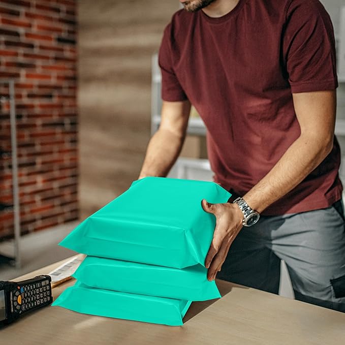 Teal Poly Mailers 14.5x19 Inch 50 Pcs, Strong Adhesive Shipping Bags for Clothing, Self-Sealing and Waterproof Mailing Envelopes, Privacy Protected Mailer Bags for Small Business