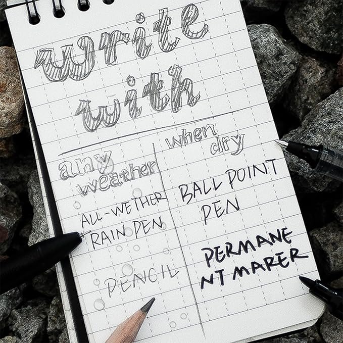 8.5x11 Inch Waterproof Notebook, Write in the Rain Notebook - Reusable Waterproof Spiral Notepad for Study Notes, Outdoor Hiking, Travel Logs, and Lab Data Logging, Spiral Bound Stone Paper