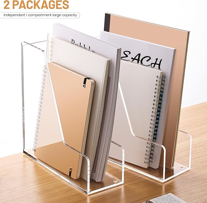YUXUN Acrylic Magazine File Holder,Clear Desk Organizer File Holder Stand for File/Magazine/Binders/Notebook/Envelopes,Multi-purpose Coloring Comic Book Storage for Home/Office/Classroom Organization