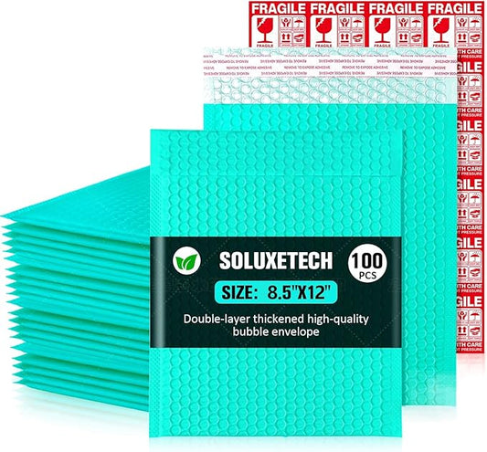 Bubble Mailers 8x12'' 100 Pack and 24PCS Fragile Stickers Teal Thick Waterproof Padded Poly Envelopes Bubble Wrap Mailers Self Seal Shipping Bags for Mailing Small Business Homes Envelope Mailers #2