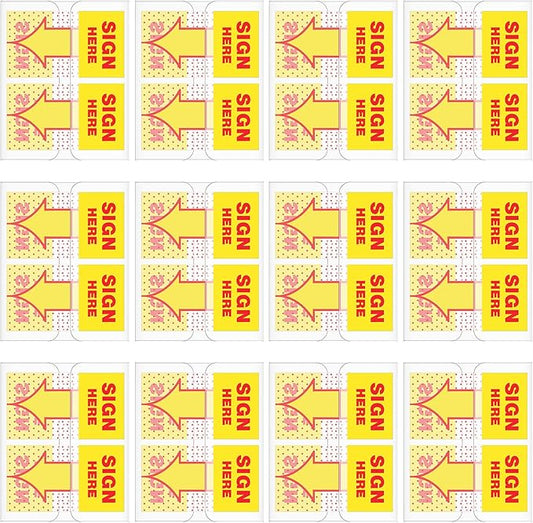 Jutom 12 Pack/ 600 Pcs Sign Here Tabs 1 Inch Sign Here Stickers Date Post Tabs Flags Stickers with Dispenser Arrow Flags Easy to Post for School Office Book Annotation Kit Supplies, Yellow