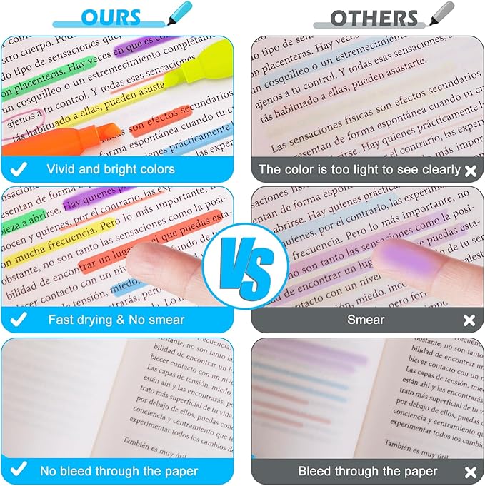 V-Opitos 30 Pack Highlighters in 6 Assorted Colors, No Bleed, Bright With Soft Chisel Tips, Ideal for Office and School Supplies