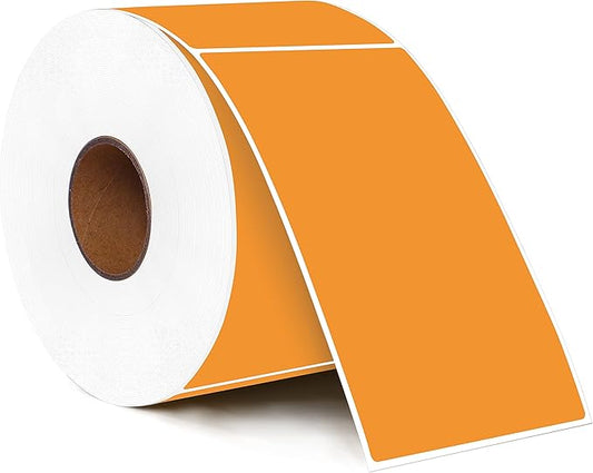 PARLAIM 5" x 3" Rectangle Color Coding Labels,500 per Inventory Labels Color Code Stickers Dispenser Box,Fluorescent Red Sticker Labels for Inventory,Family School Storage Bins Label(Orange)