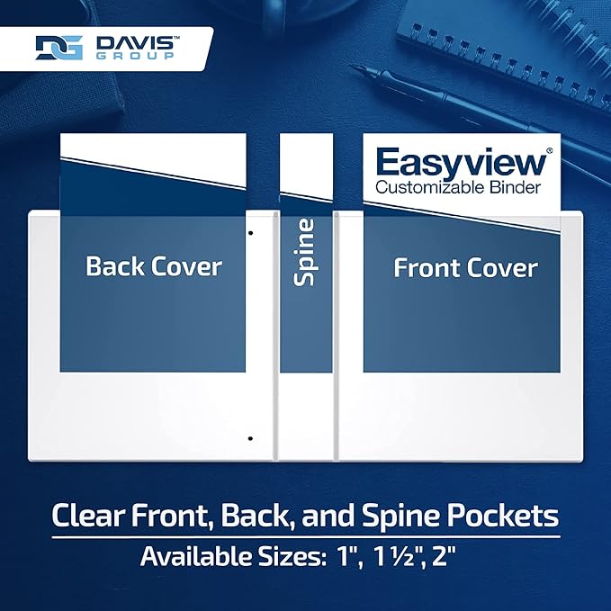 Easyview Premium 1.5-Inch Binders with Clear-View Covers, 3-Ring Binders for School, Office, or Home, Colored Binder Notebooks, Pack of 4, Round Ring, Fashion Colors