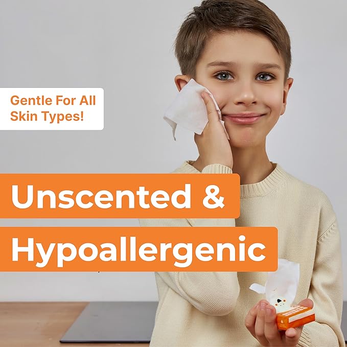 Impossibly Compact Travel Wipes - 99.5% Water - Safe for Sensitive Skin & Hypoallergenic, Resealable, Thick & Durable - For Adults, Kids & Baby Care - Unscented, 60 Pack Total 360 Wipes