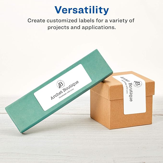 Avery Matte White Rectangle Labels, Sure Feed Technology, 1" x 3", 400 Matte White Printable Labels