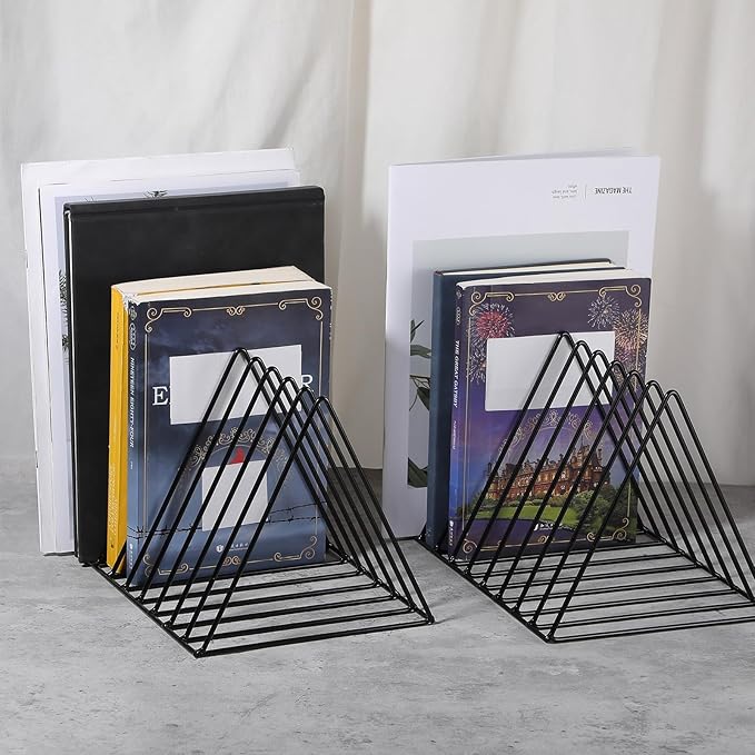6 Pack Metal Triangle File Holder Black Vinyl Record Holder Magazine Rack Multifunction Desktop Organizer for Home Office Decor