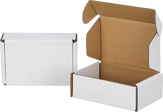 50 Pack 6x4x2 inches Small Shipping Boxes, Kraft Corrugated Cardboard Boxes for Mailing Packing, White