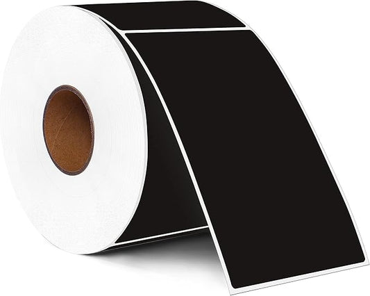 PARLAIM 5" x 3" Rectangle Color Coding Labels,500 per Inventory Labels Color Code Stickers Dispenser Box,Roll Black Sticker Labels for Inventory,Family School Storage Bins Label (Black)