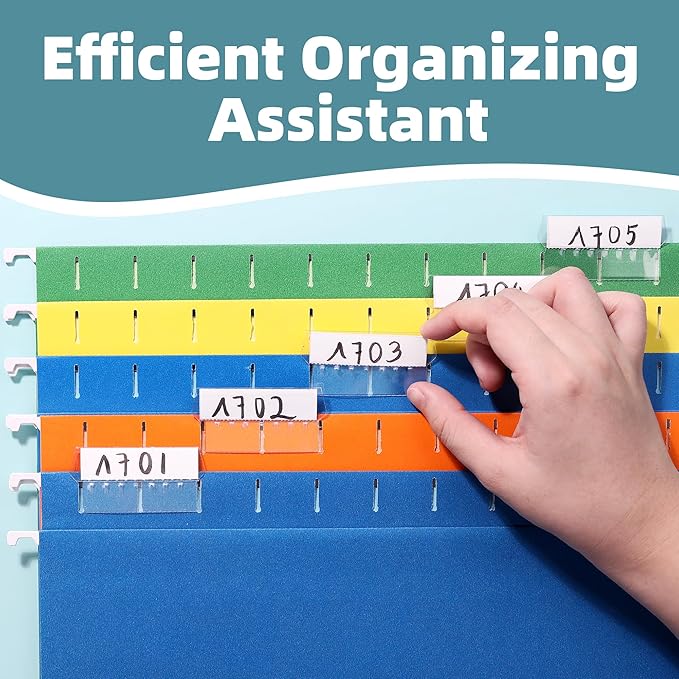 File Folder Tabs, SUNEE 50 Sets Hanging File Folder Labels Tabs and Inserts for Hanging Files Folders