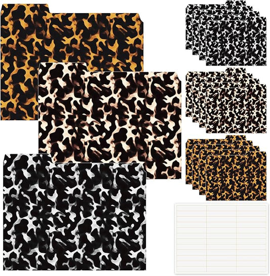 36 Pcs Tortoise Shell File Folders 8.7 x 11.6 Inch Letter Size Decorative File Folders 1/3 Cut Tab Thick Documents Supplies Tortoise Shell Decor for Home School Office Desk Organization