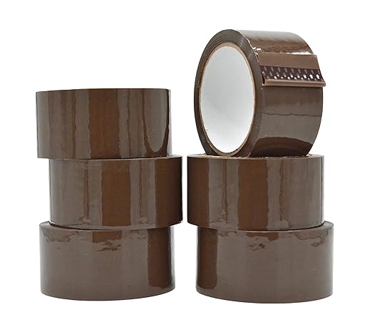 WOD CST20WBA Tan Packing Tape - 2" in. x 60 Yards Per Roll (6 Rolls) - Strong Heavy-Duty Industrial Shipping Box Packaging Tape for Moving, Office, & Storage