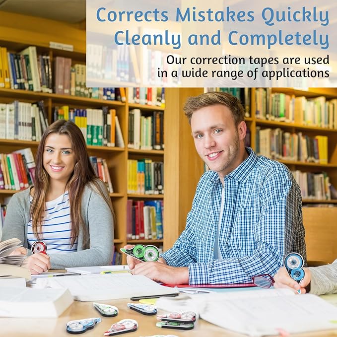 Mimorou 54 Pack Correction Tape Bulk White Correctional Fluid Tape Easy to Use Applicator Corrector Correct Wrong Writing Eraser for Office Education Supplies, 20 Feet