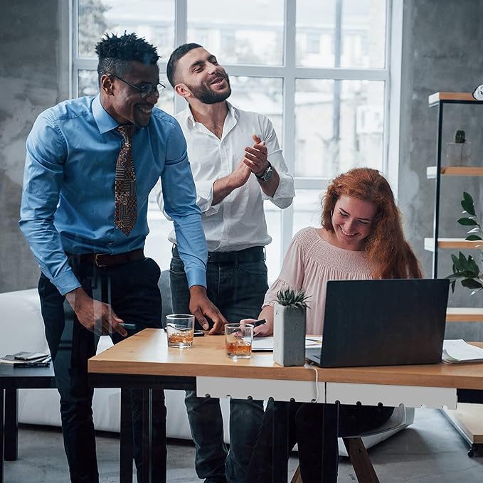 PAMO Cable Management Under Desk for Easy mounting Under-Table I Set of 2 - with 10X Cable Ties I Desk Organizer for Office/Home Office Table Thoughtful Cable Tray Holder