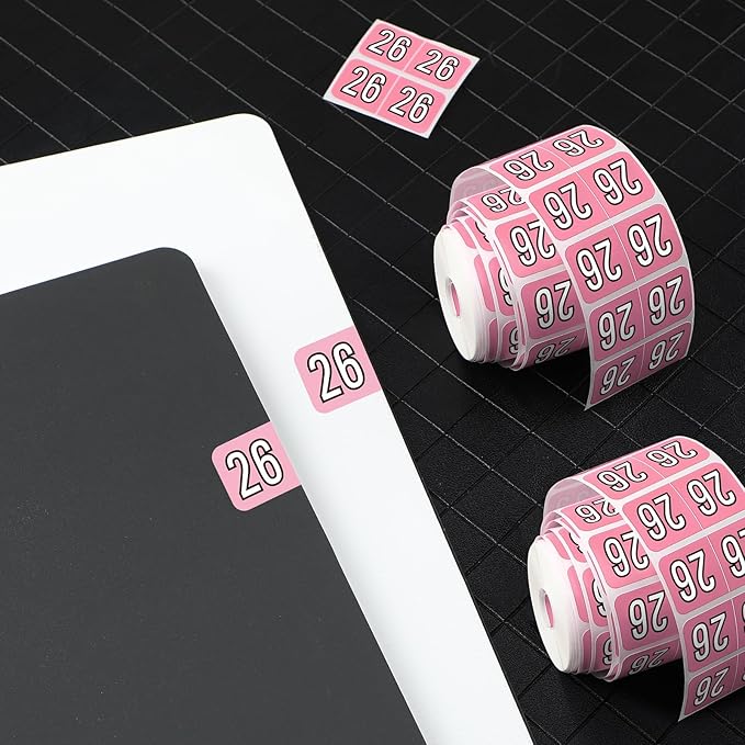 Teling 1000 Pieces 2026 Year Stickers File Folder Year Labels Rectangle Coded Colored Stickers Self Adhesive End Labels Office Supplies, 2 Roll, 3/4" x 1-1/2"(Pink)