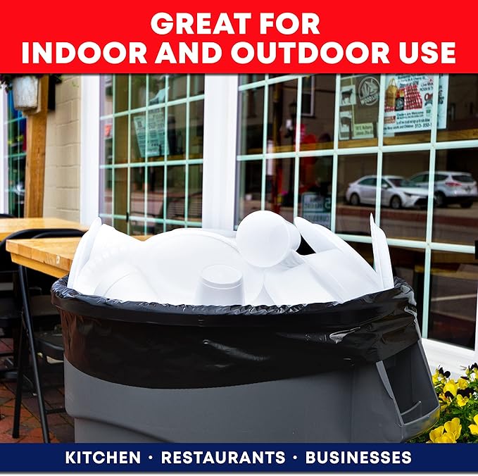 Tasker Contractor Garbage Bags 55 Gallon | Value 50 Trash Bags w/Ties | Extra Large Industrial Trash Bags 55 Gallon, Lawn and Leaf Bags, Extra Large Outdoor Contractor Trash Can Liners, 50-60 Gallon