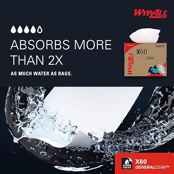 WypAll GeneralClean X60 Cloths Multi-Task Cleaning Wipes (54015), Brag Box, Strong and Absorbent Towels, White (1 Pack of 236 Sheets, 236 Sheet Total)