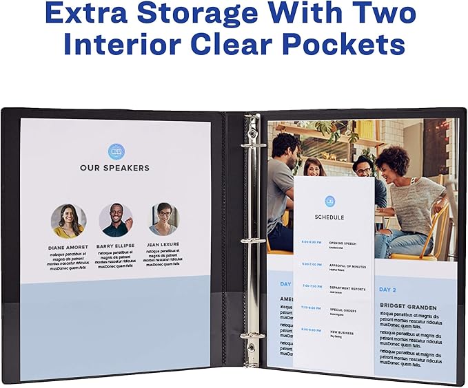 Avery Economy View 3 Ring Binders, 0.5" Round Rings, 100-Sheet Capacity, Black, (17701) (Pack of 12)