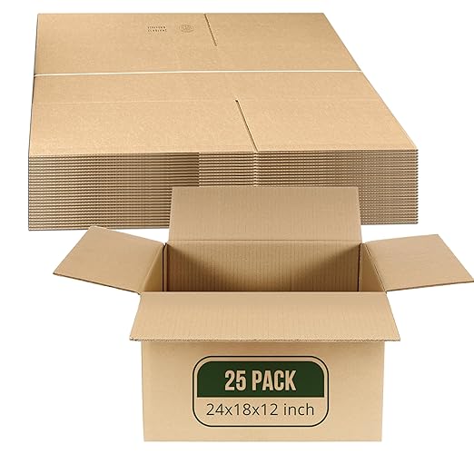 24x18x12 Shipping Boxes Large Moving Boxes, 25 Packs Corrugated Cardboard Boxes Shipping Box for Business Packaging Box