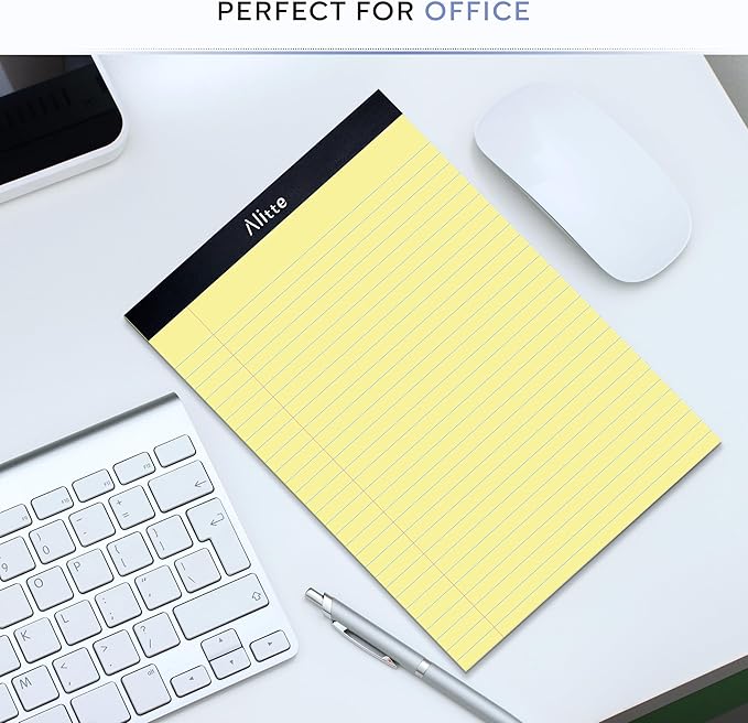 Yellow Legal Notepads 8.5 x 11, Pack of 12 - Perforated Wide Ruled Writing Pad - Premium Thick Paper, No Ink Bleeding - Blank Legal Pads For Home, Office, School, Business - 50 Sheets Per