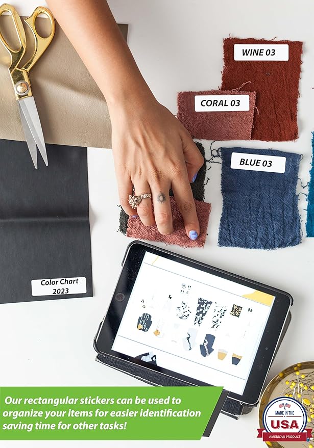 Kraft Sticker 3x1 inch Color-Coding Labels for Organizing, Paper Sticker Sheet Tags for Home, Office, and School Projects, 200-Pack by Royal Green