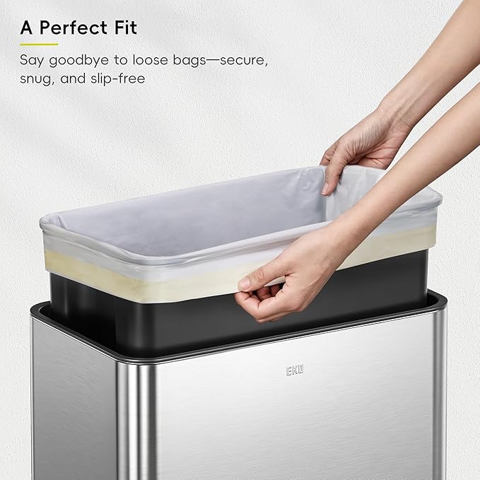 EKO 12.5 Gallon / 40-60 Liter, 110 Count Drawstring Trash Bags, Extra-Strong Garbage Bags, Unscented, Leak-Resistant, Easy-Dispense Roll for Kitchen & Household Use, Code Z, White