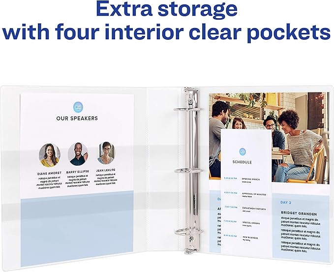 Avery Economy View 3 Ring Binders, 1.5" Round Rings, 4 Black Binders (19204)