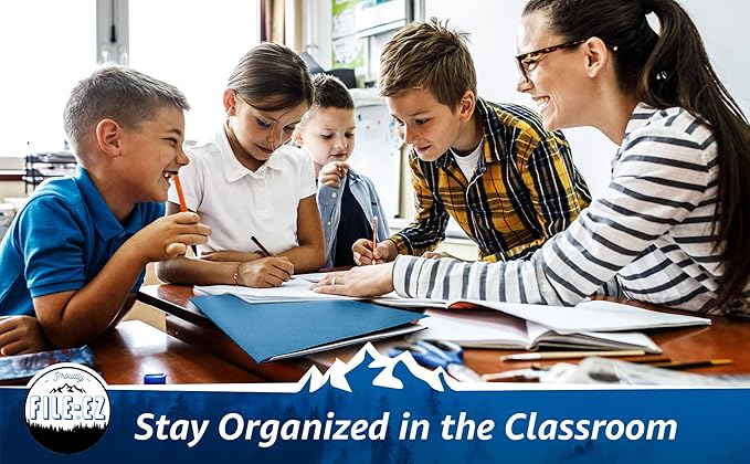 FILE-EZ Two-Pocket Folders, Light Blue, 25-Pack, Textured Paper, Letter Size (EZ-32520)