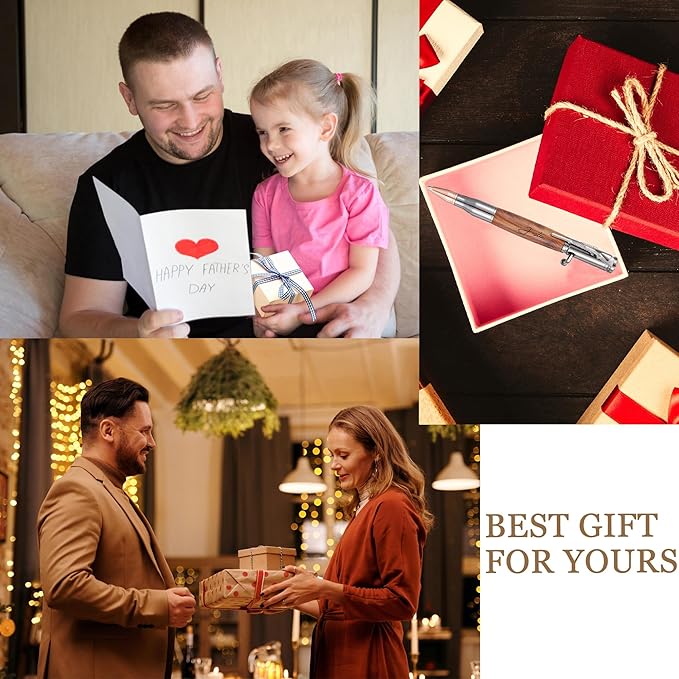 Personalized Bolt Action Pen, Free Engraved Wood Metal Ballpoint Pen with 2 Refills, Customized Pen with Name, Custom Gift for Birthday, Father's Day, Christmas