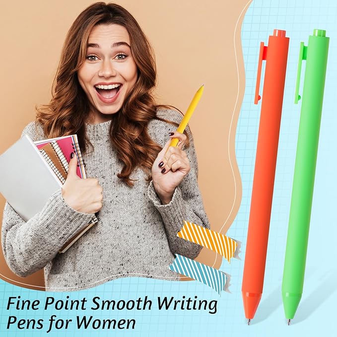 Crtiin 50 Pcs Gel Ink Pens Bulk, Black Ink 0.5mm Fine Point Retractable Pen Smooth Writing Office School Supplies for Teacher Server Operation Christmas Charity Donation Thanksgiving (Macaron)