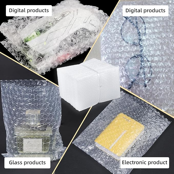 50Pcs Bubble Pouche Wrap, 8”x12” Bubble Bags for Shopping, Double Wall Bubble Cushioning Wrap Bags for Mailing Packing, Moving and Storage Fragile China Dishes Electronic Item