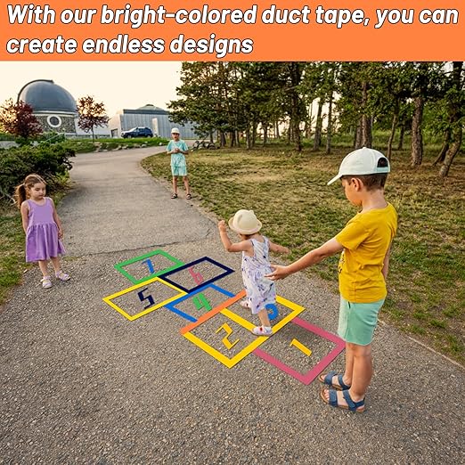 6 Pack Rainbow Colored Duct Tape Bulk, 2 Inch x 180 Yards Heavy Duty Color Duct Tape Rolls, No Residue,Waterproof & Tear by Hand,Great for Packaging, Arts & Crafts and DIY Projects