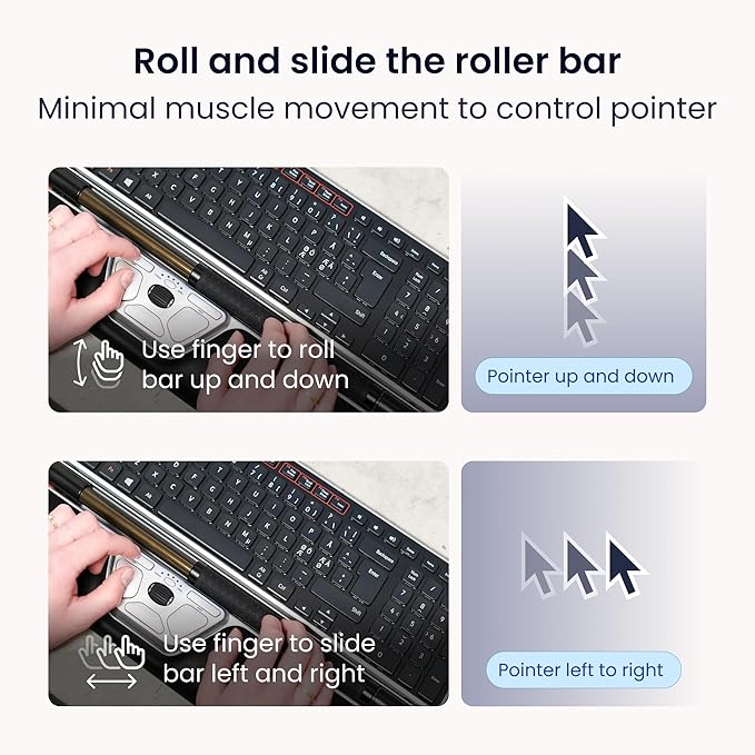 Contour RollerMouse Red Ergonomic Mouse for Shoulder Forearm Wrist Strain Relief for RSI Carpal Tunnel Centered Rollerbar 6 Customizable Buttons 10 Speed Settings Mac/PC Compatible Wireless - Regular