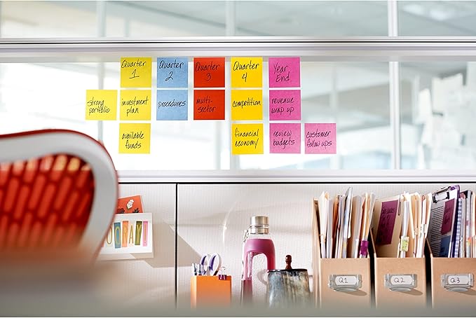 Post-it Super Sticky Notes, 5 Sticky Note Pads, 3 x 3 in., School Supplies, Office Products, Sticky Notes for Vertical Surfaces, Monitors, Walls and Windows, Purple Iris