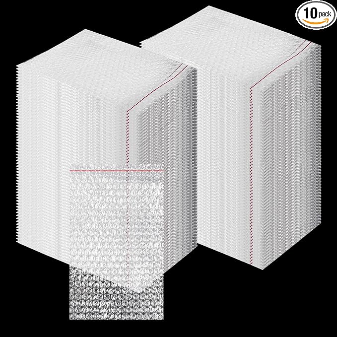 300PCS Bubble Out Bags Pouches, 4"x 6" Self-Seal Bubble Pouches Bags, Clear Double Walled Cushioning Bags Bubble Bags for Small Busines, Packing, Shipping, Mailing and Storage