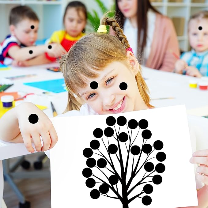 ‎‎WANSTE 10Rolls 10000PCS 0.75 Inch Small Black Sticky Tags, Permanent Sticky Dot Color Code Labels in Dispenser Box,Circle Blank Labels Total for Documents, Inventory,Calendars, CDs,Garage Sales