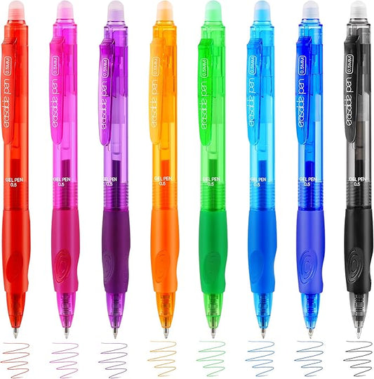 USUAL 0.5mm 8 Color Erasable Gel Pens,Make Mistakes Disappear Colored Pens,Fine Point Retractable Erasable Gel Pens for Writing,Drawing,Office,Plannen,School Supplies