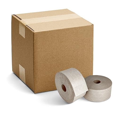 APQ Pack of 10 White Reinforced Water Activated Tapes 3" x 450'. Gummed Tape for Corrugated Cartons. Kraft Box Tape with Permanent Adhesion. Paper Tapes for Packaging, Shipping, Mailing, Moving.