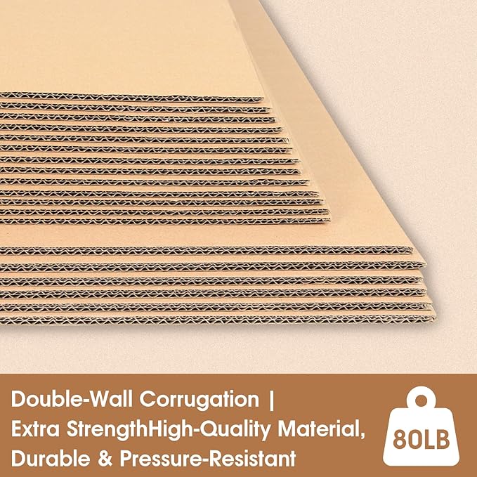 Double Wall Corrugated Cardboard Boxes with Handles for Moving(12 Pack), 20" x 15" x 20" Heavy Duty Large Packing Boxes Durable for Packing,Business,Storage (Large-Handle)