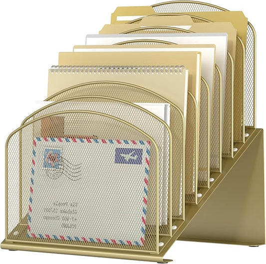 Inclined Desk File Organizer, 8-Section Upright Desk Organizer for Office Classroom Desktop Organization