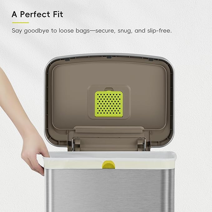 EKO 21 Gallon / 50-90 Liter, 60 Count Drawstring Trash Bags, Extra-Strong Garbage Bags, Lemon Zest Scent with Continuous Odor Control, Easy-Dispense Roll for Kitchen and Household Use, Code G, White