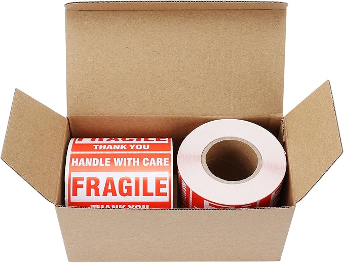 [2 Rolls, 1000 Labels] 2" x 3" Fragile Stickers Handle with Care Warning Packing/Shipping Labels - Permanent Adhesive